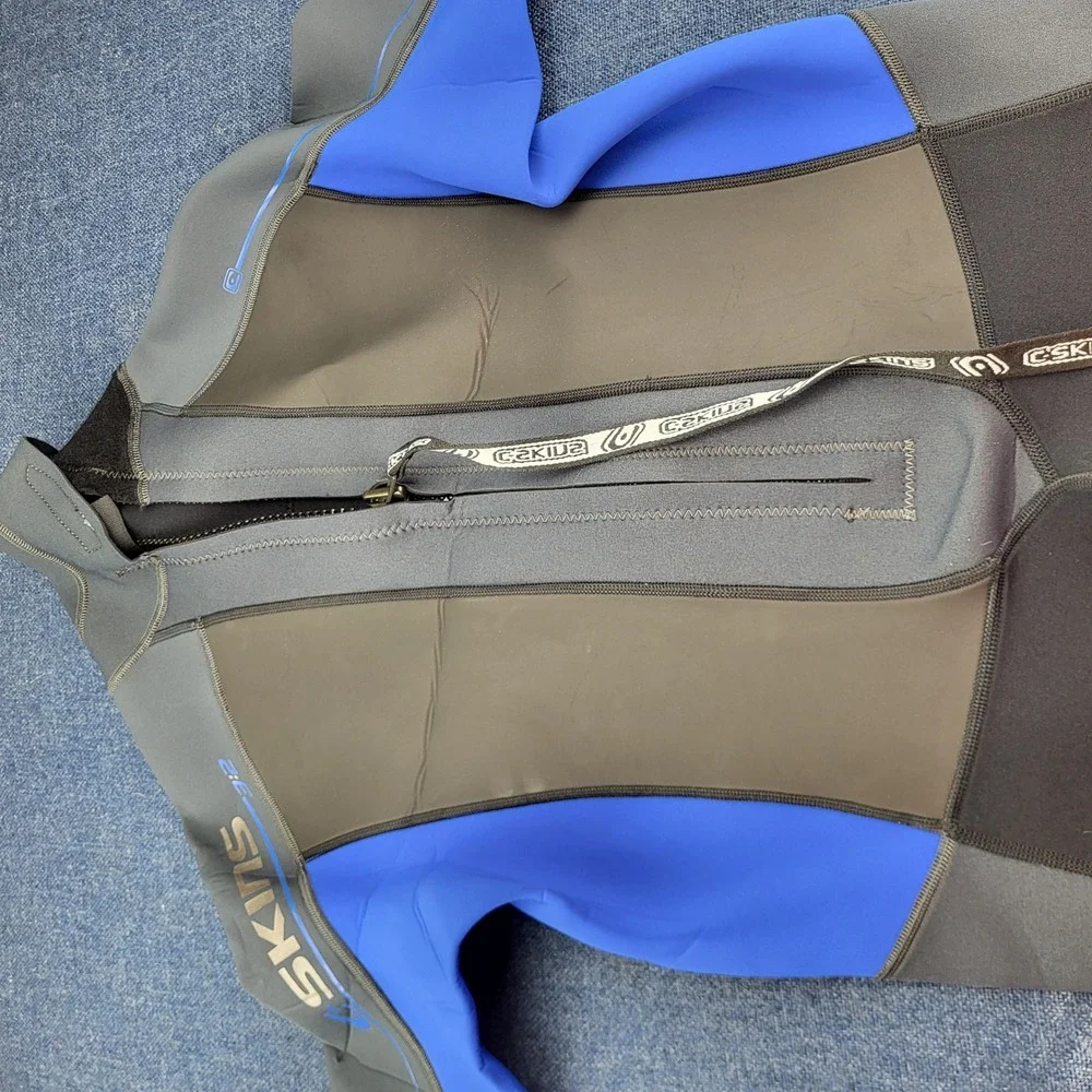 C-Skins C-Atom Wetsuit XXL Mens Blue Grey Shorty Short Sleeve Back Zip Neoprene